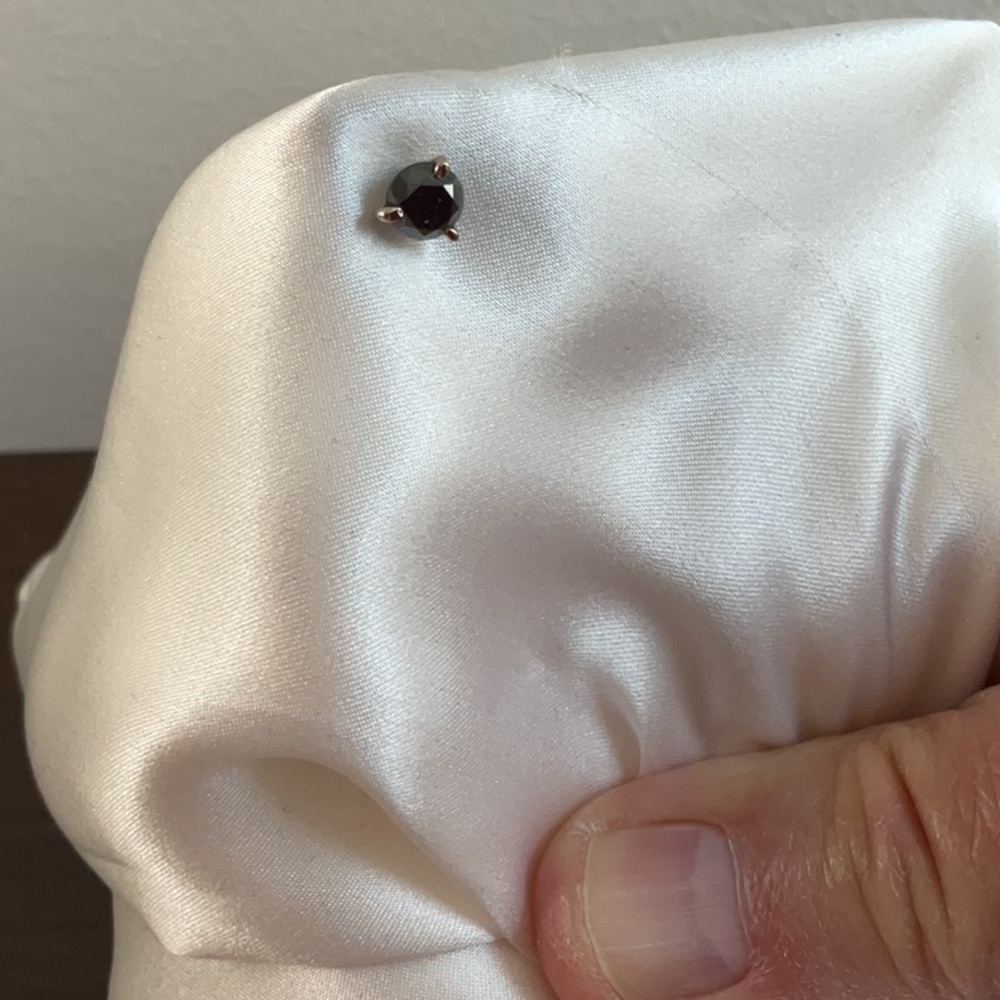 Single Round Black Diamond Stud - image 2